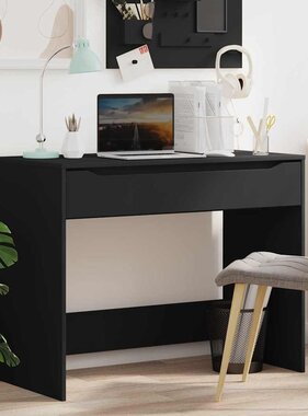 VidaXL Bureau met lade met opslag Zwart 100 x 50 x 78 cm Bewerkt hout