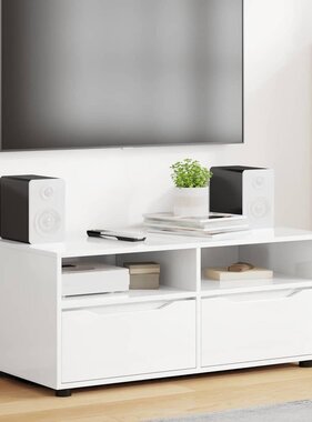 VidaXL TV-kast met lade Hoogglans wit 100 x 48 x 43 cm Bewerkt hout