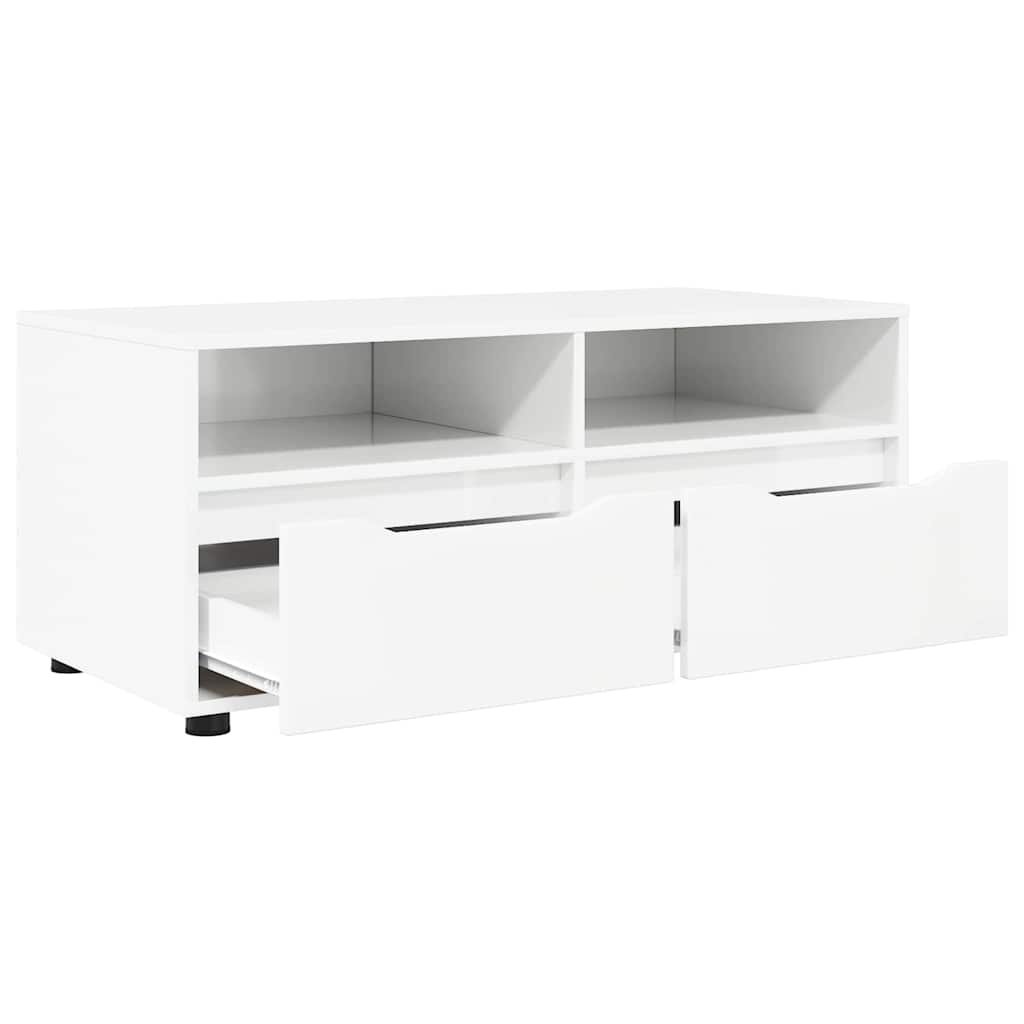 VidaXL TV-kast met lade Hoogglans wit 100 x 48 x 43 cm Bewerkt hout