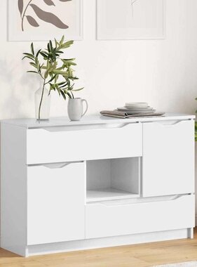 VidaXL Dressoir met lade Hoogglans wit 100 x 30 x 65,6 Bewerkt hout