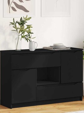 VidaXL Dressoir met lade Zwart 100 x 30 x 65,6 Bewerkt hout
