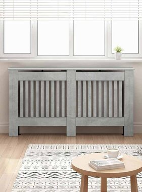 VidaXL Radiatorafdekking Beton Grijs 152 x 19 x 81,5 cm Bewerkt hout