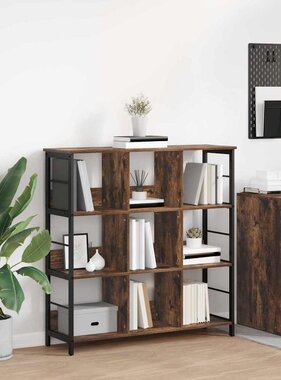 VidaXL Boekenkast Gerookt eiken 102 x 32 x 104,5 cm Bewerkt hout