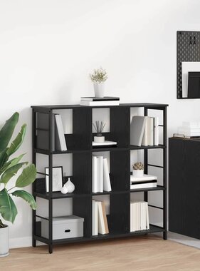 VidaXL Boekenkast Zwart Eiken 102 x 32 x 104,5 cm Bewerkt hout