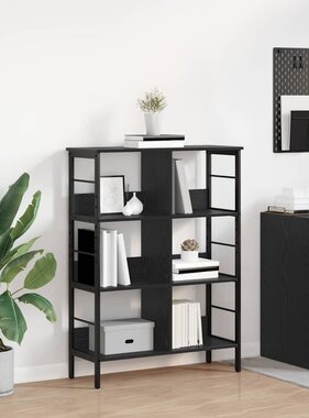 VidaXL Boekenkast Zwart Eiken 82 x 32 x 112 cm Bewerkt hout