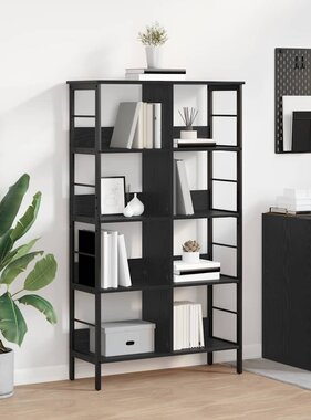VidaXL Boekenkast Zwart Eiken 82 x 32 x 144,5 cm Bewerkt hout