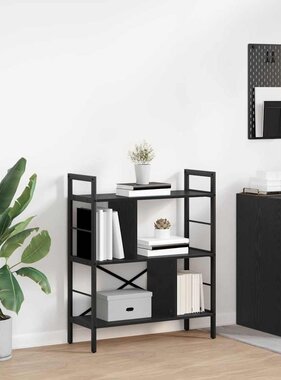 VidaXL Boekenkast Zwart Eiken 75 x 30 x 91 cm Bewerkt hout