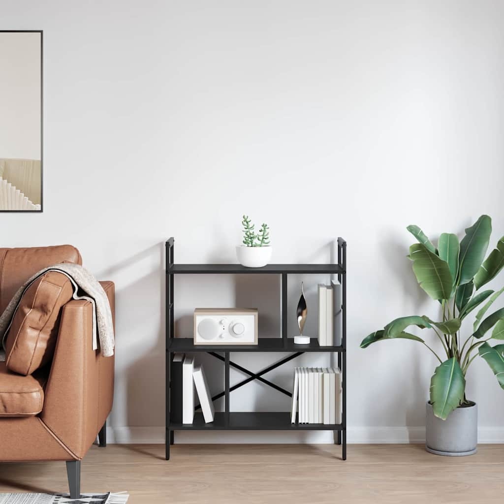 VidaXL Boekenkast Zwart Eiken 75 x 30 x 91 cm Bewerkt hout