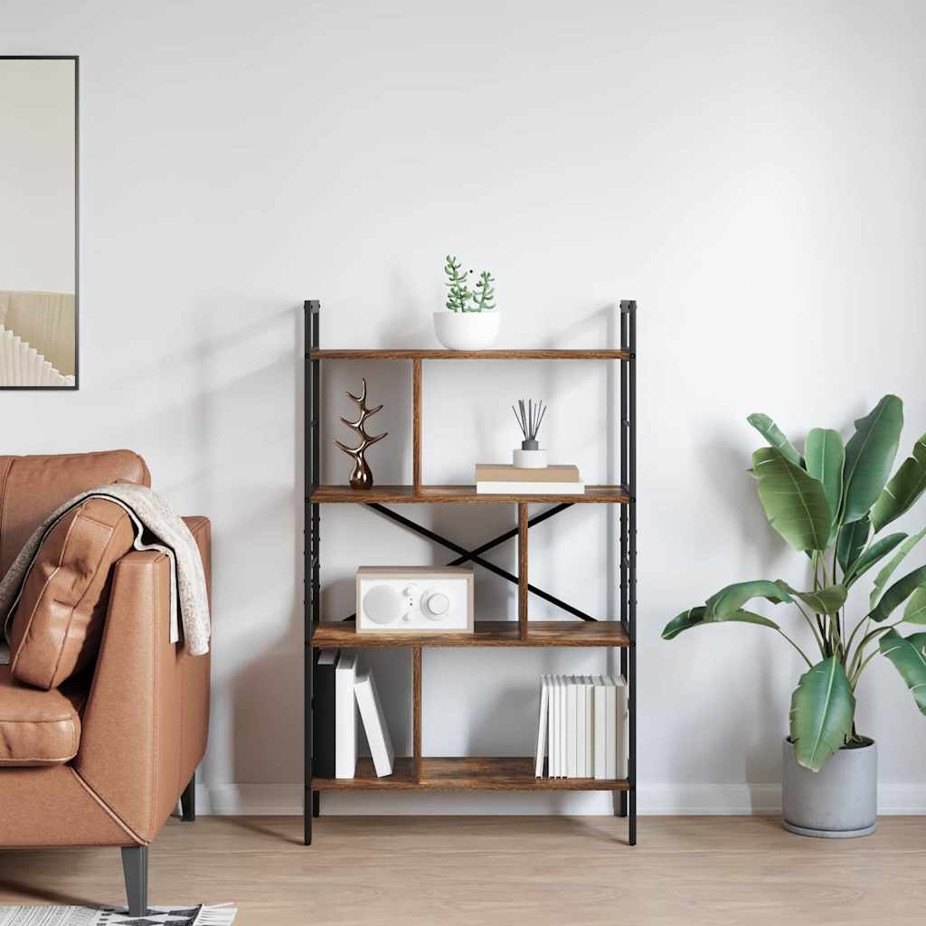 VidaXL Boekenkast Gerookt eiken 75 x 30 x 123,5 cm Bewerkt hout