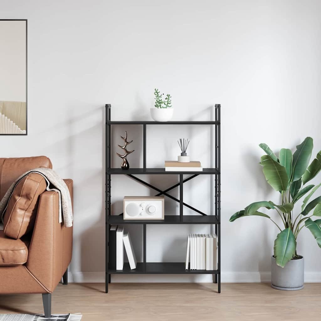 VidaXL Boekenkast Zwart Eiken 75 x 30 x 123,5 cm Bewerkt hout