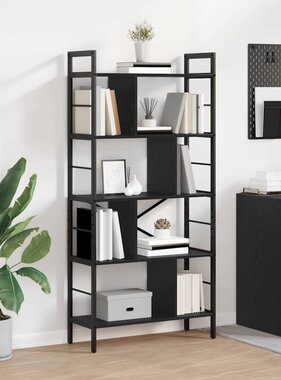 VidaXL Boekenkast Zwart Eiken 75 x 30 x 156 cm Bewerkt hout