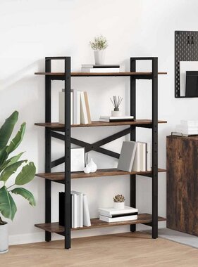 VidaXL Boekenkast Gerookt eiken 100 x 33,5 x 140 cm Bewerkt hout