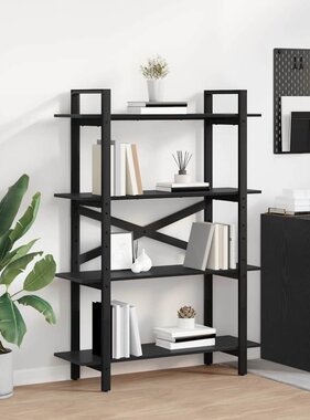 VidaXL Boekenkast Zwart Eiken 100 x 33,5 x 140 cm Bewerkt hout