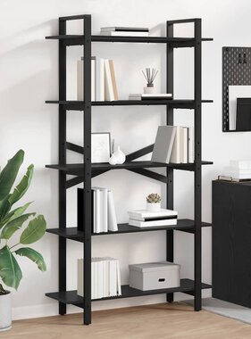 VidaXL Boekenkast Zwart Eiken 100 x 33,5 x 178 cm Bewerkt hout