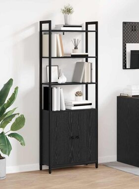 VidaXL Boekenkast Zwart Eiken 60 x 24 x 161 cm Bewerkt hout
