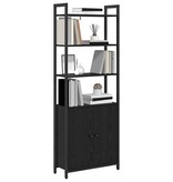 VidaXL Boekenkast Zwart Eiken 60 x 24 x 161 cm Bewerkt hout