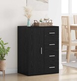VidaXL Dressoir met lade Zwart Eiken 59 x 39 x 80 cm Bewerkt hout