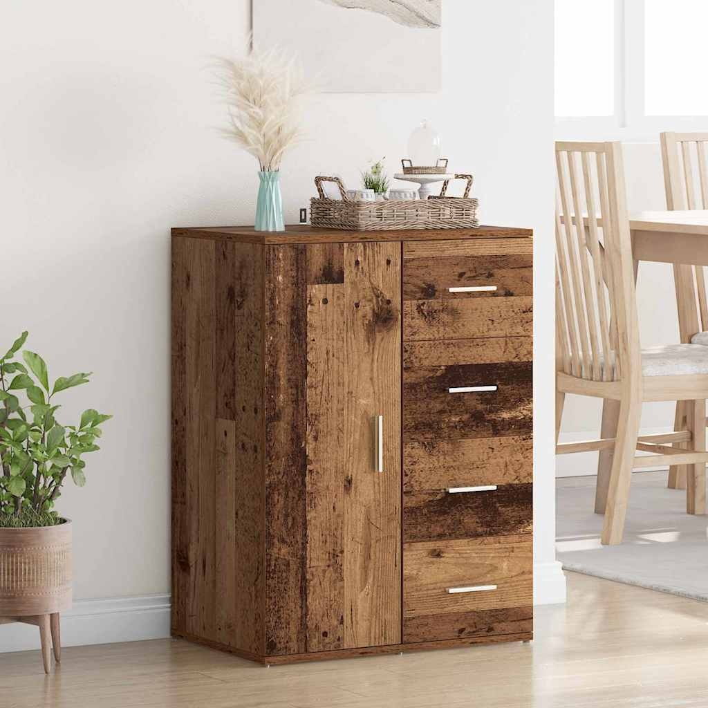 VidaXL Dressoir met lade Oud Hout 59 x 39 x 80 cm Bewerkt hout