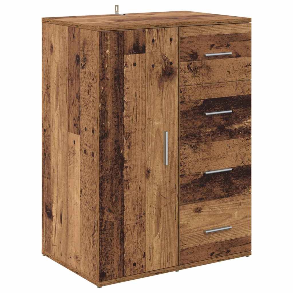 VidaXL Dressoir met lade Oud Hout 59 x 39 x 80 cm Bewerkt hout