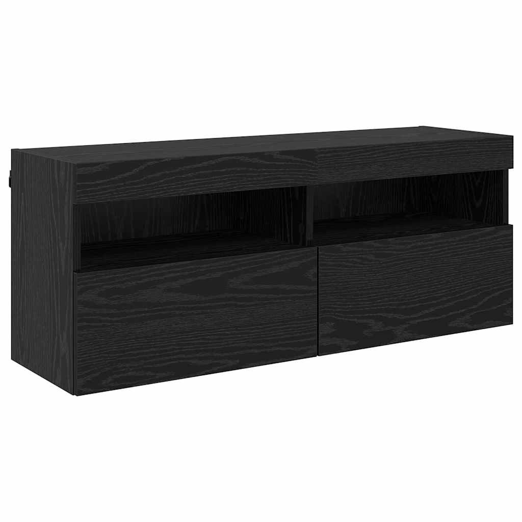 VidaXL TV Wandkast Zwart Eiken 100 x 30 x 40 cm Bewerkt hout