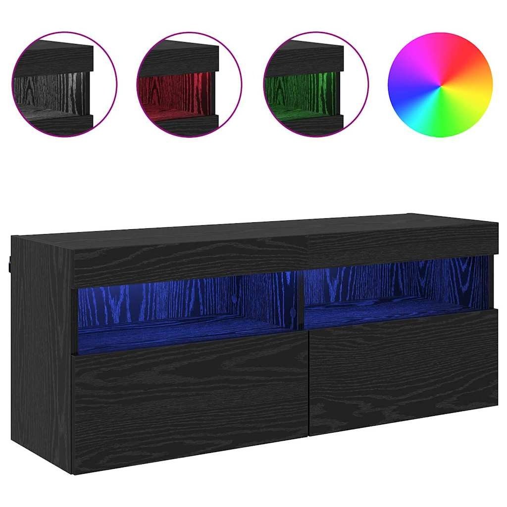 VidaXL TV Wandkast Zwart Eiken 100 x 30 x 40 cm Bewerkt hout