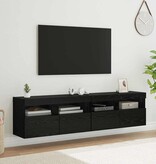 VidaXL TV Wandkasten 2 pcs Zwart Eiken 80 x 30 x 40 cm Bewerkt hout
