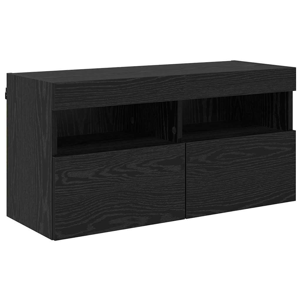 VidaXL TV Wandkast Zwart Eiken 80 x 30 x 40 cm Bewerkt hout