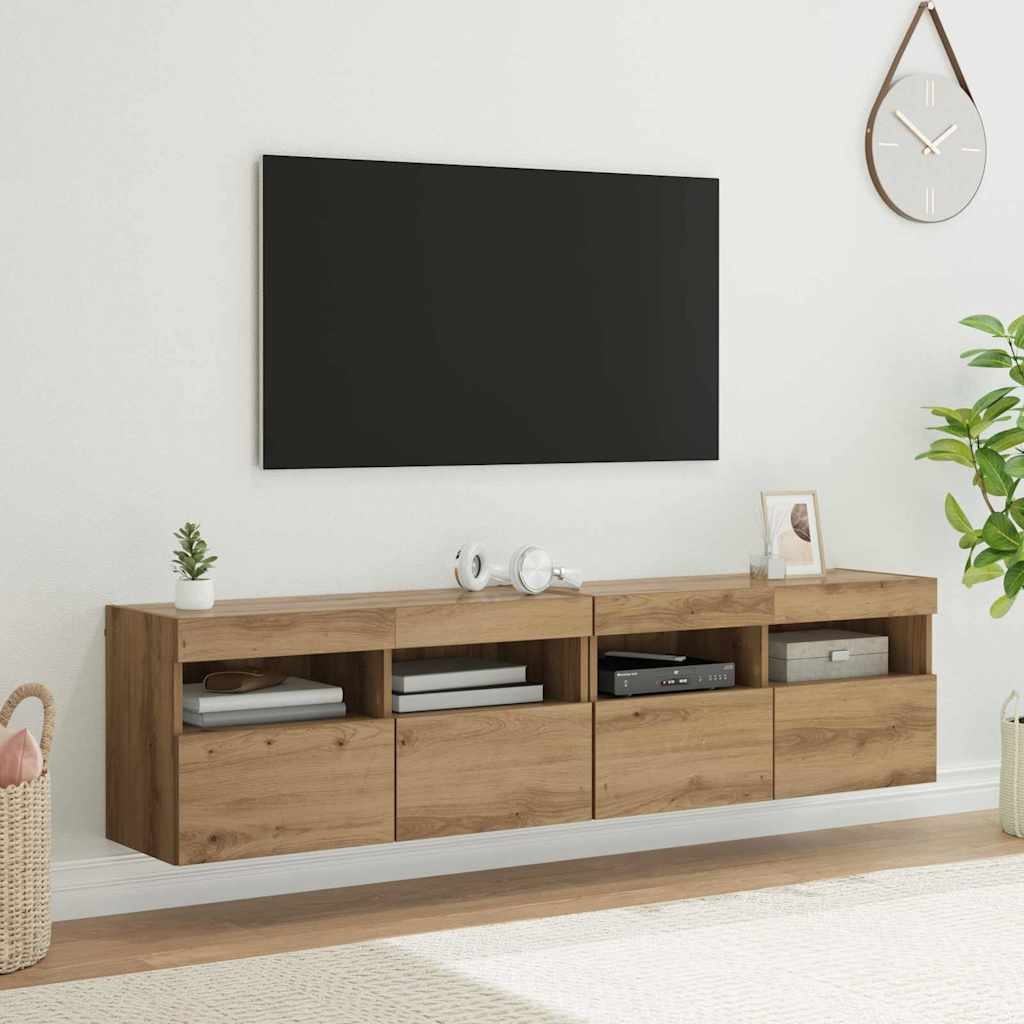 VidaXL TV Wandkasten 2 pcs Artisan Eiken 80 x 30 x 40 cm Bewerkt hout