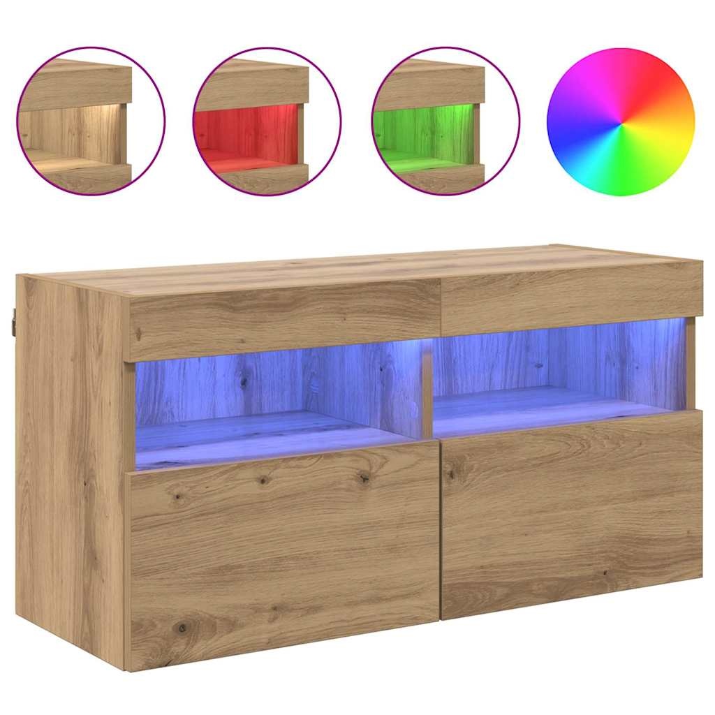 VidaXL TV Wandkast Artisan Eiken 80 x 30 x 40 cm Bewerkt hout