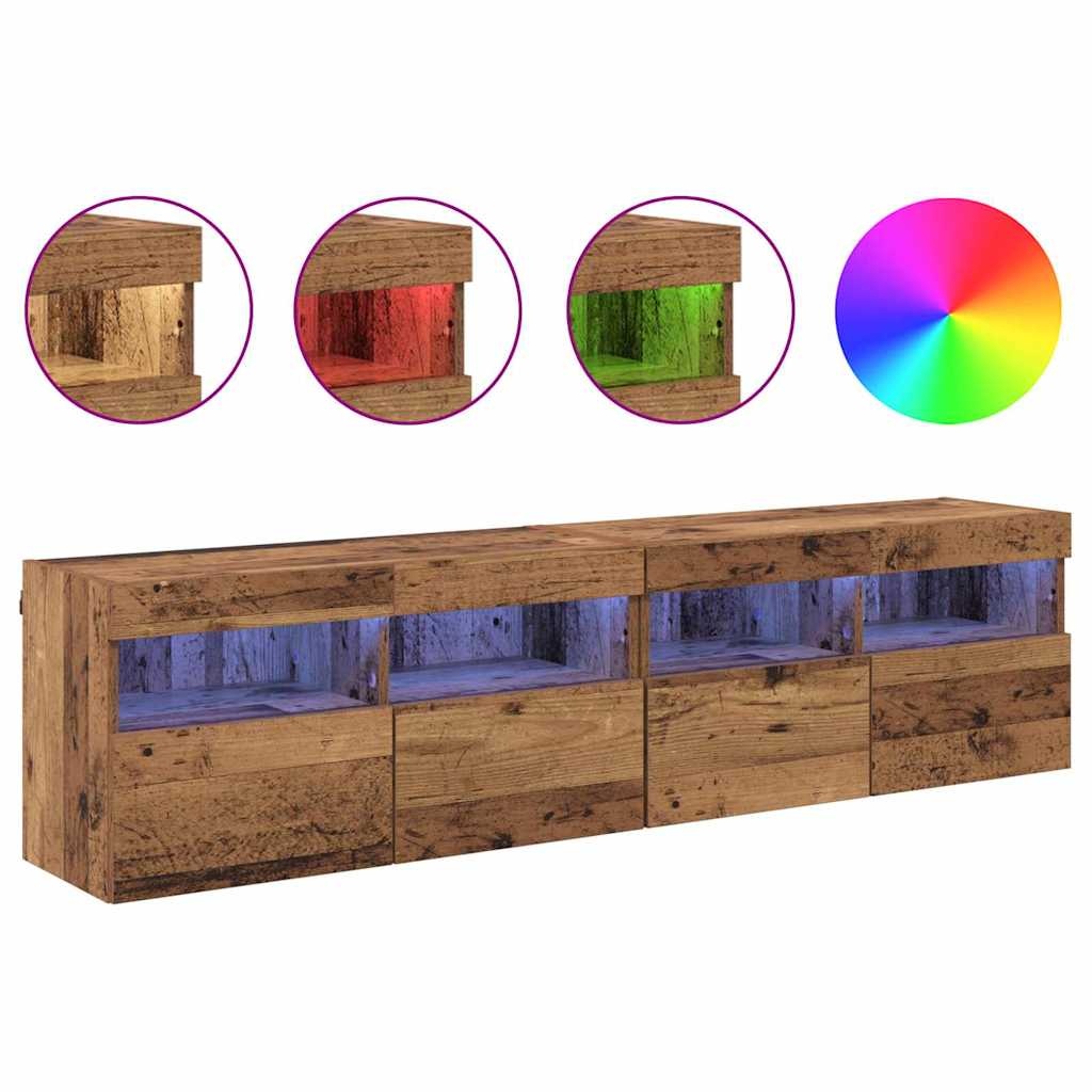 VidaXL TV Wandkasten 2 pcs Oud Hout 80 x 30 x 40 cm Bewerkt hout