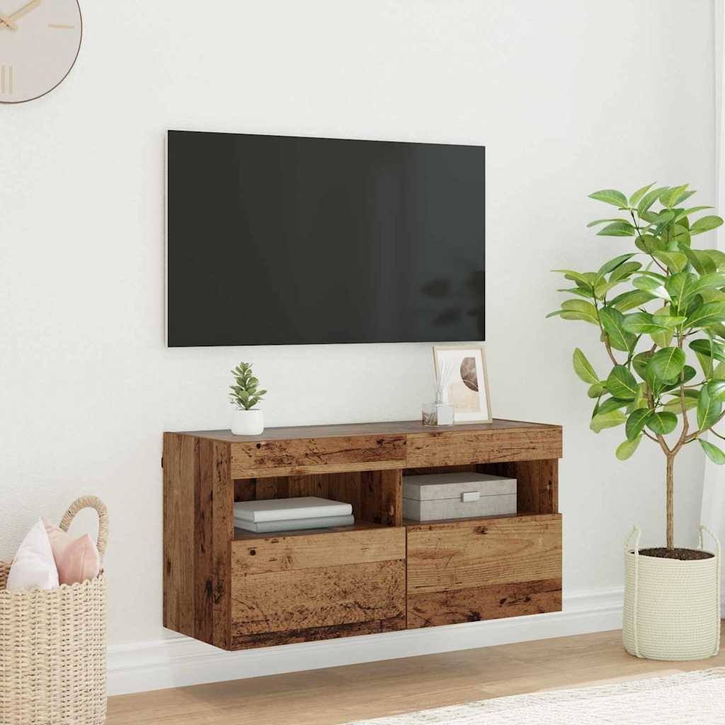 VidaXL TV Wandkast Oud Hout 80 x 30 x 40 cm Bewerkt hout