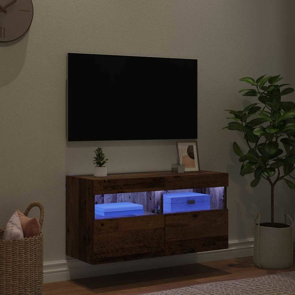 VidaXL TV Wandkast Oud Hout 80 x 30 x 40 cm Bewerkt hout