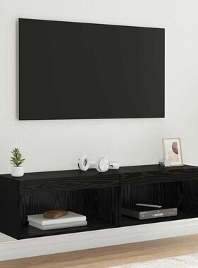 VidaXL TV-kasten 2 pcs Zwart Eiken 60 x 30 x 30 cm Bewerkt hout