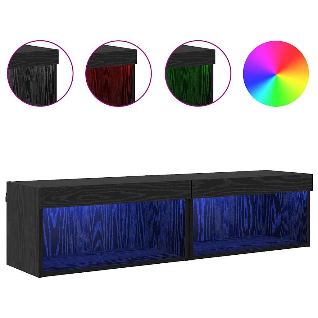 VidaXL TV-kasten 2 pcs Zwart Eiken 60 x 30 x 30 cm Bewerkt hout