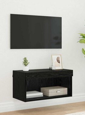 VidaXL TV-kast Wandgemonteerd Zwart Eiken 60 x 30 x 30 cm Bewerkt hout