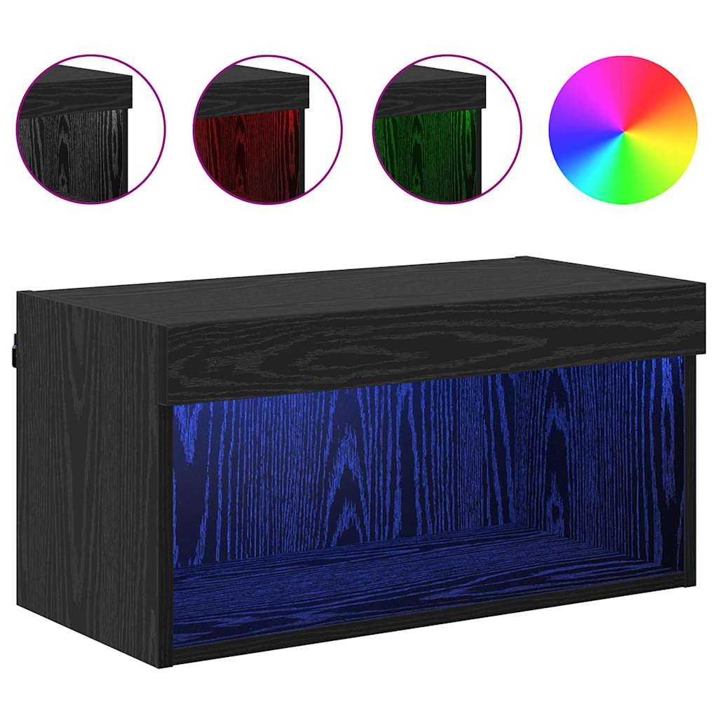 VidaXL TV-kast Wandgemonteerd Zwart Eiken 60 x 30 x 30 cm Bewerkt hout