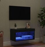 VidaXL TV-kast Wandgemonteerd Zwart Eiken 60 x 30 x 30 cm Bewerkt hout