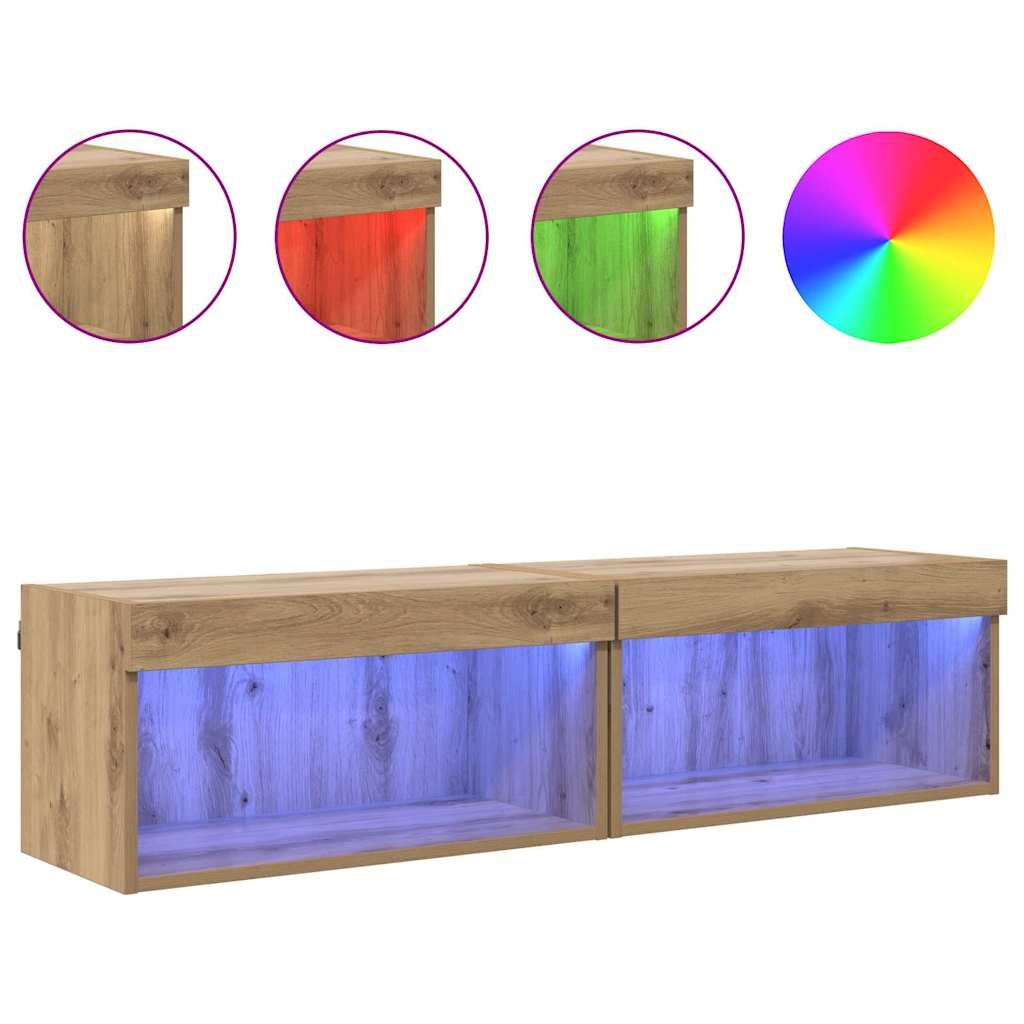 VidaXL TV-kasten 2 pcs Artisan Eiken 60 x 30 x 30 cm Bewerkt hout