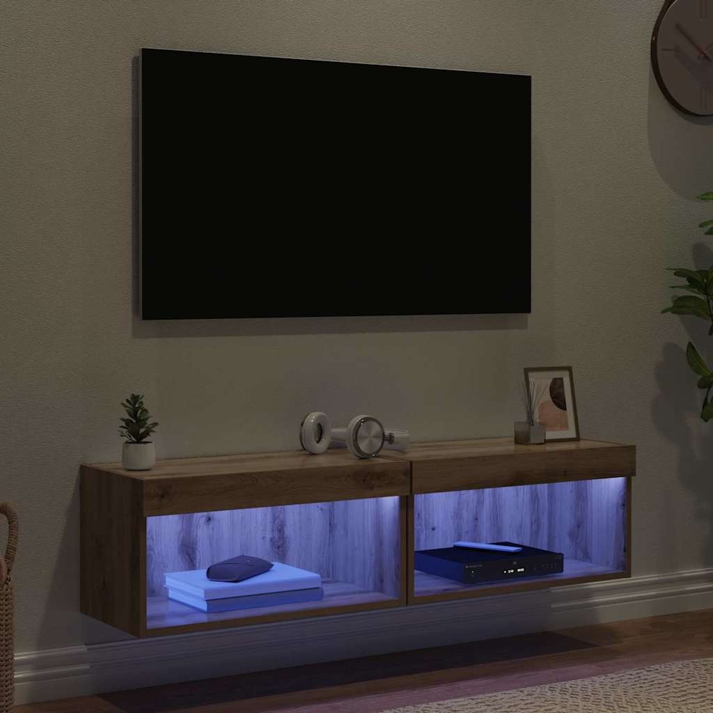 VidaXL TV-kasten 2 pcs Artisan Eiken 60 x 30 x 30 cm Bewerkt hout