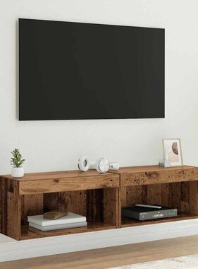 VidaXL TV-kasten 2 pcs Oud Hout 60 x 30 x 30 cm Bewerkt hout