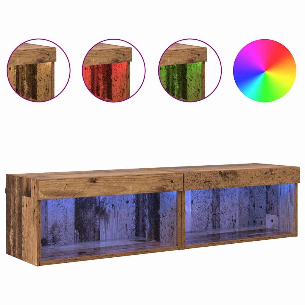 VidaXL TV-kasten 2 pcs Oud Hout 60 x 30 x 30 cm Bewerkt hout