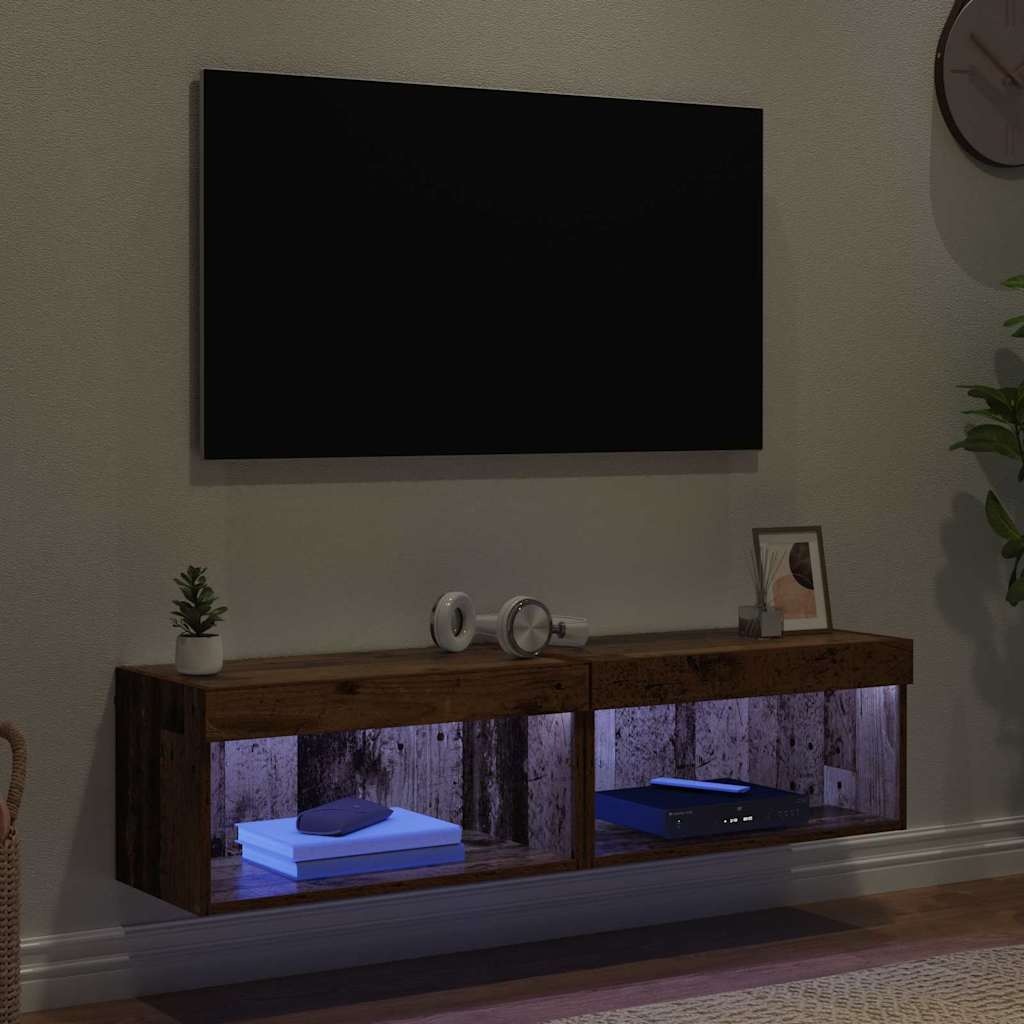 VidaXL TV-kasten 2 pcs Oud Hout 60 x 30 x 30 cm Bewerkt hout