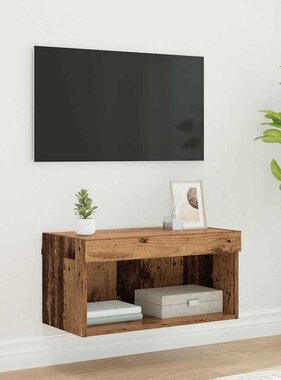 VidaXL TV-kast Wandgemonteerd Oud Hout 60 x 30 x 30 cm Bewerkt hout
