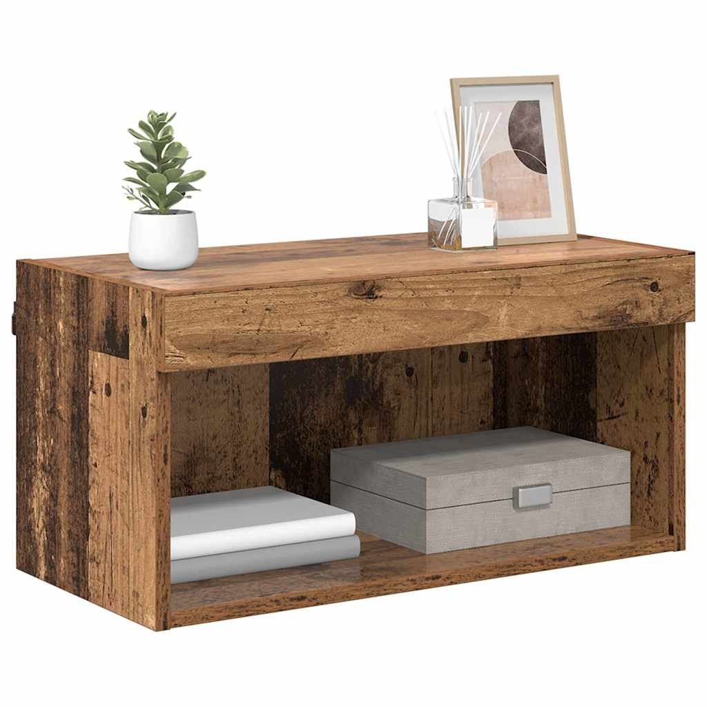 VidaXL TV-kast Wandgemonteerd Oud Hout 60 x 30 x 30 cm Bewerkt hout