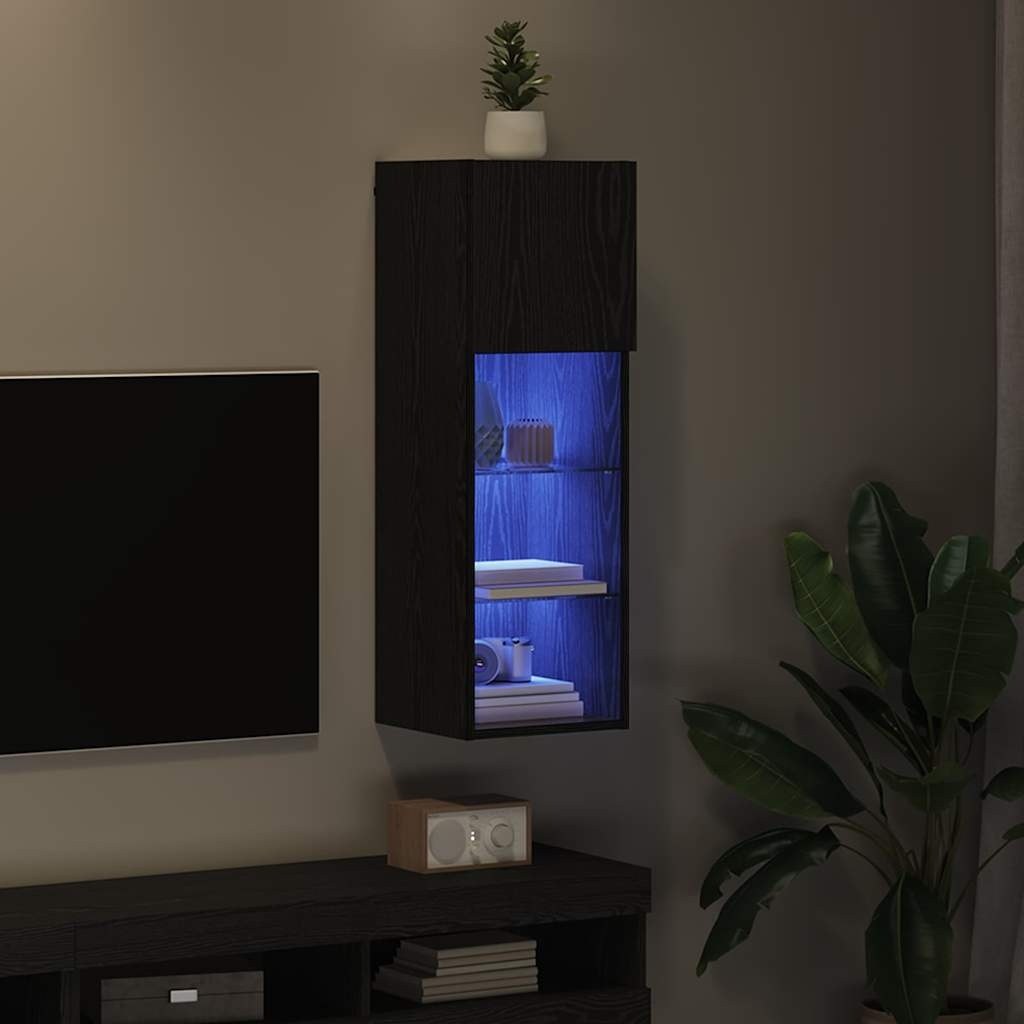 VidaXL Wandgemonteerde TV Kast Zwart Eiken 30,5 x 30 x 90 cm