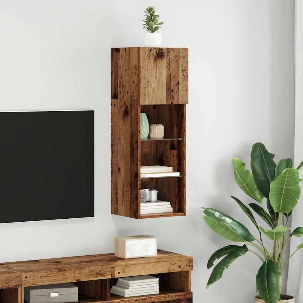 VidaXL Wandgemonteerde TV Kast Oud Hout 30,5 x 30 x 90 cm Bewerkt hout