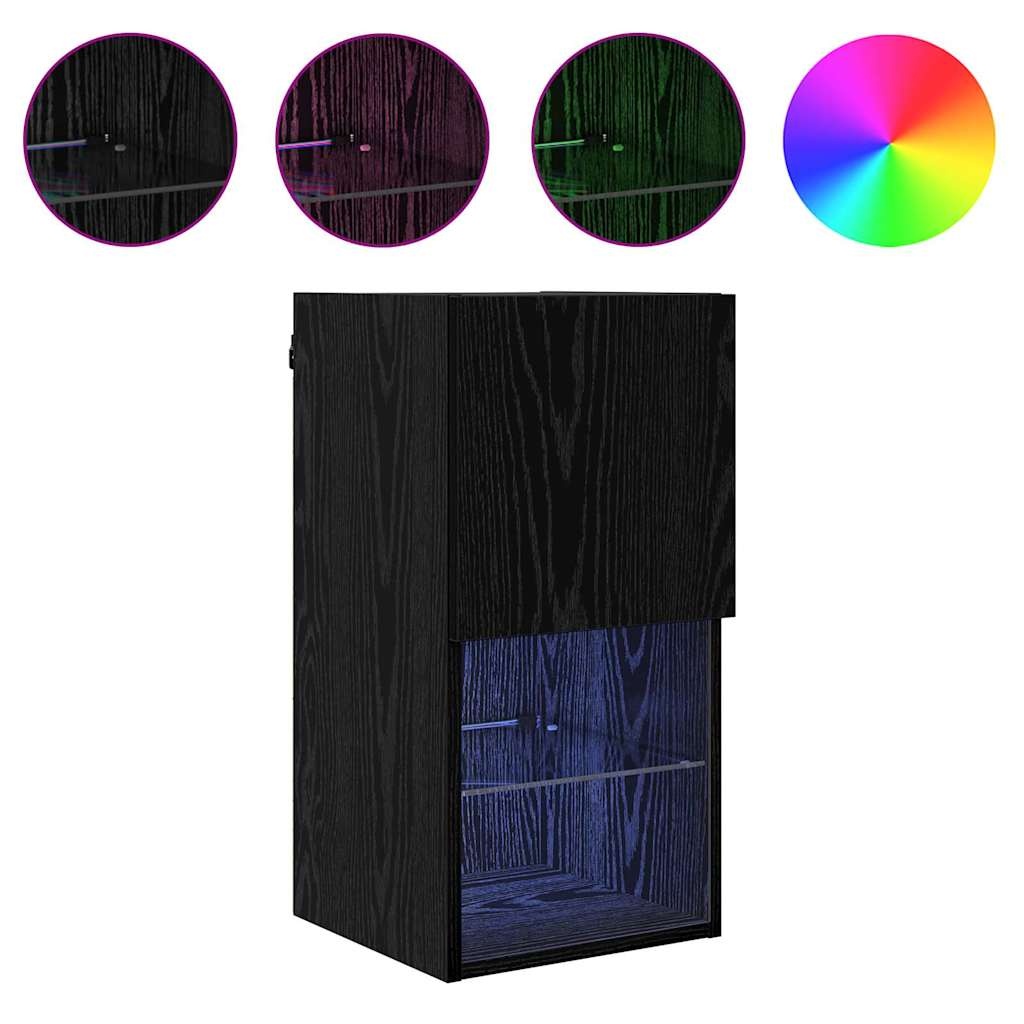 VidaXL Wandgemonteerde TV Kast Zwart Eiken 30,5 x 30 x 60 cm