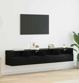 VidaXL TV Wandkasten 2 pcs Zwart Eiken 80 x 30 x 30 cm Bewerkt hout