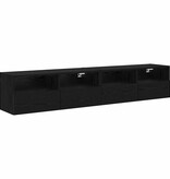 VidaXL TV Wandkasten 2 pcs Zwart Eiken 80 x 30 x 30 cm Bewerkt hout