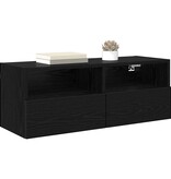 VidaXL TV Wandkasten 2 pcs Zwart Eiken 80 x 30 x 30 cm Bewerkt hout